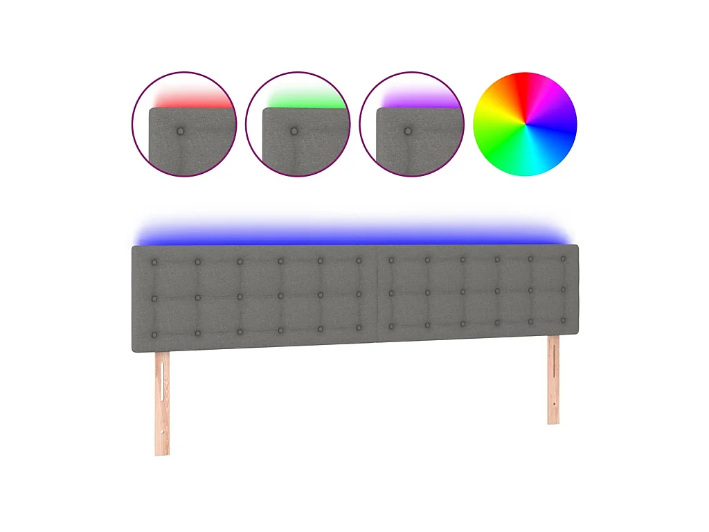 LED Kopfteil,Bettkopfteil Dunkelgrau 200x5x78/88 cm Stoff -gkd133001