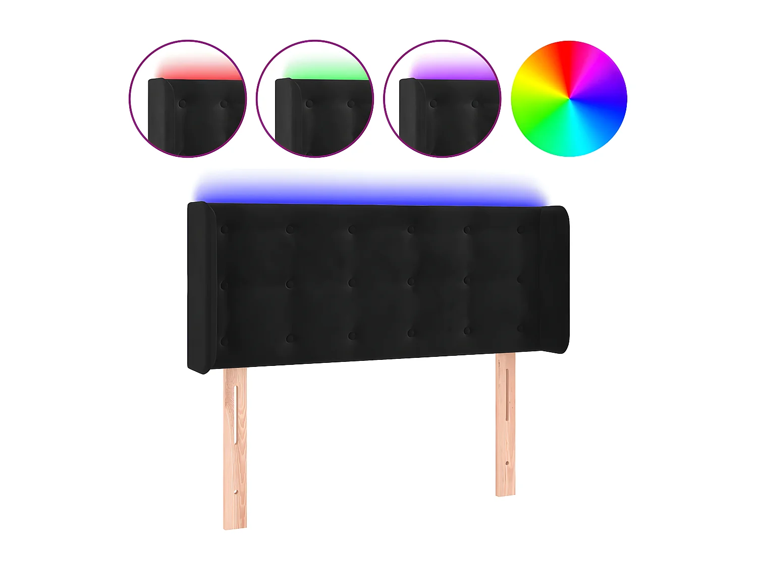 Tête de lit à LED Noir 93x16x78/88 cm Velours POI64930 BonneVie Meuble