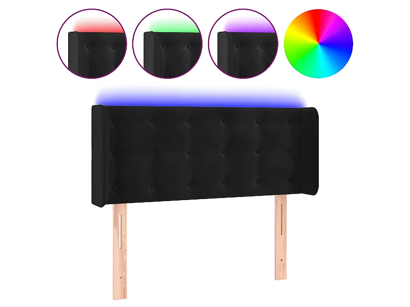 Tête de lit à LED Noir 93x16x78/88 cm Velours POI64930 BonneVie Meuble