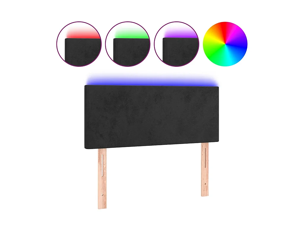 Tête de lit à LED Noir 90x5x78/88 cm Velours POI97172 BonneVie Meuble