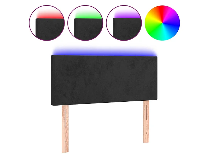 Cabecero con LED de terciopelo negro 90x5x78/88 cm ES10499