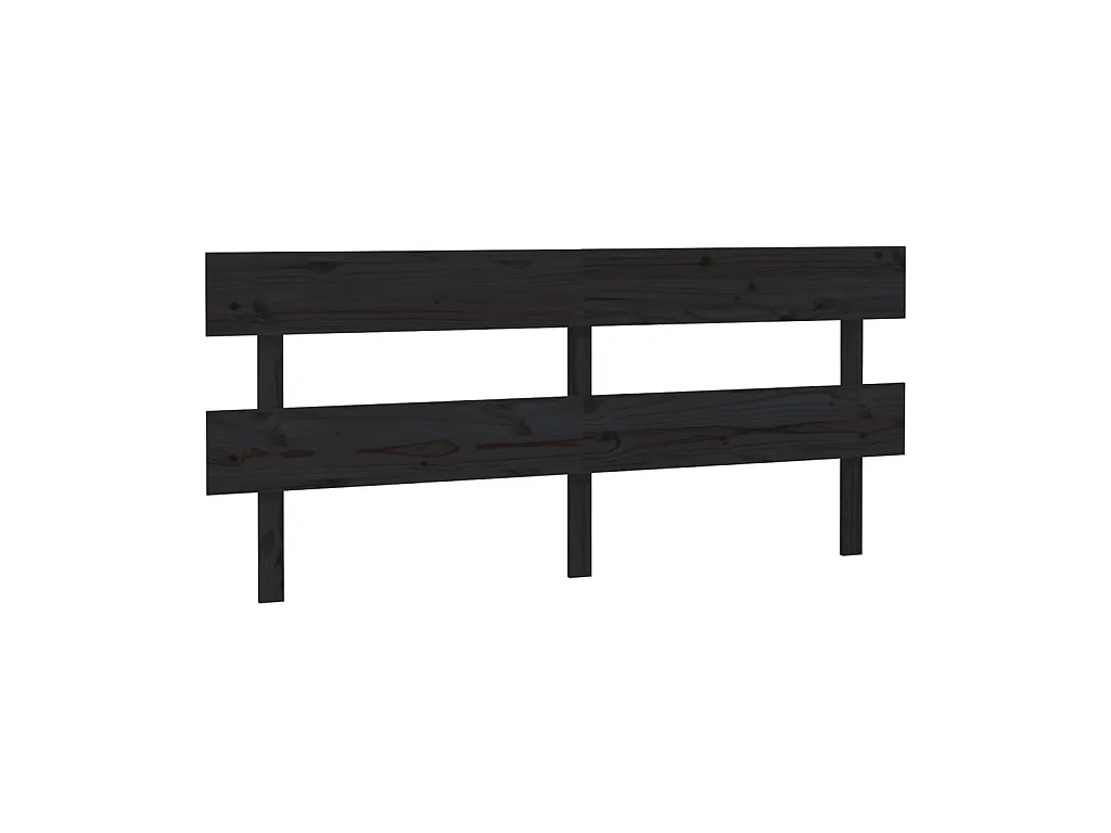 Tête de lit Noir 204x3x81 cm Bois massif de pin POI59084 BonneVie Meuble