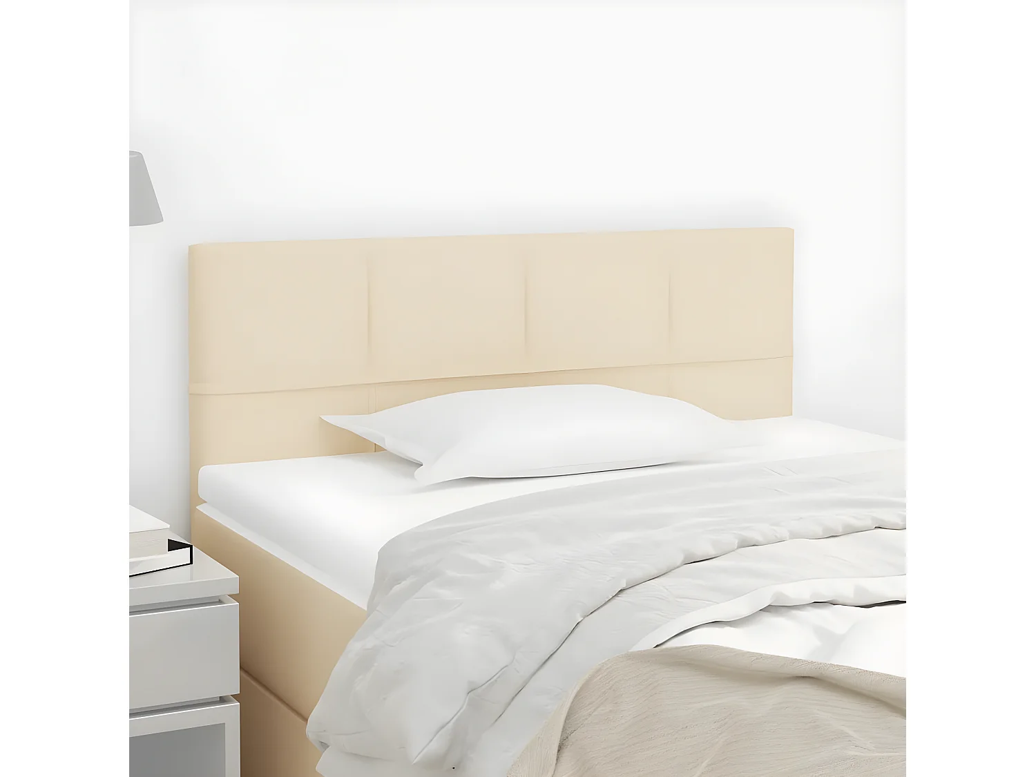 Cabecero de tela color crema 100x5x78/88 cm ES55901