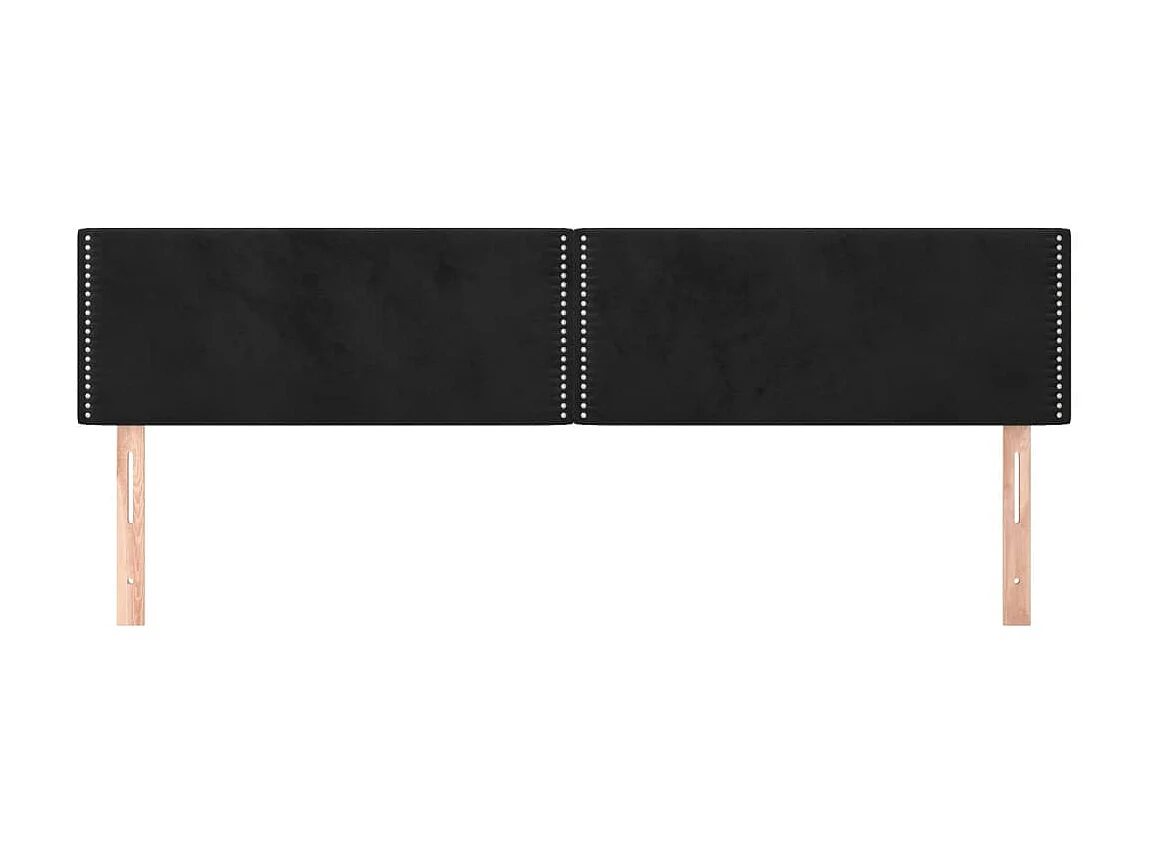 Cabeceros 2 unidades de terciopelo negro 90x5x78/88 cm ES52433