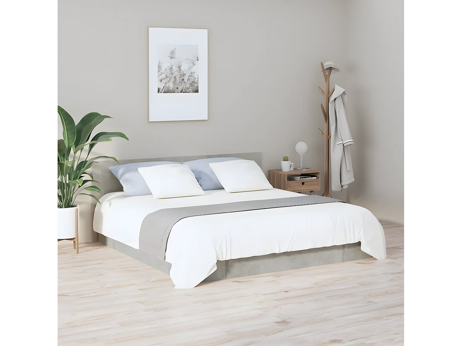 Cabecero de cama madera contrachapada gris 200x1,5x80 cm ES80530
