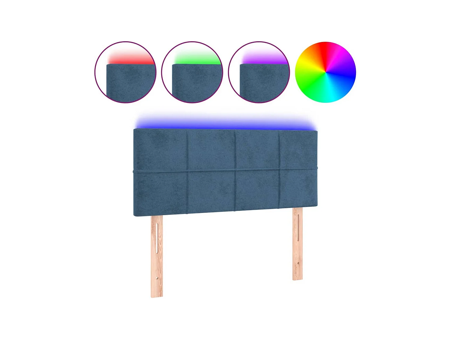 Tête de lit à LED Bleu foncé 90x5x78/88 cm Velours POI89659 BonneVie Meuble