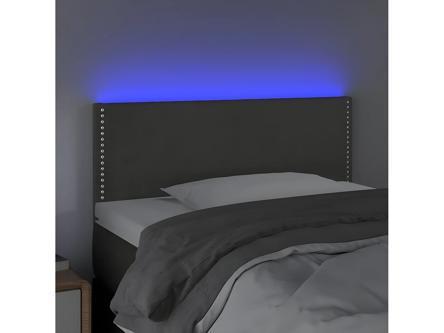 Tête de lit à LED Gris foncé 90x5x78,88 cm Velours LWE77004 BonneVie Meuble