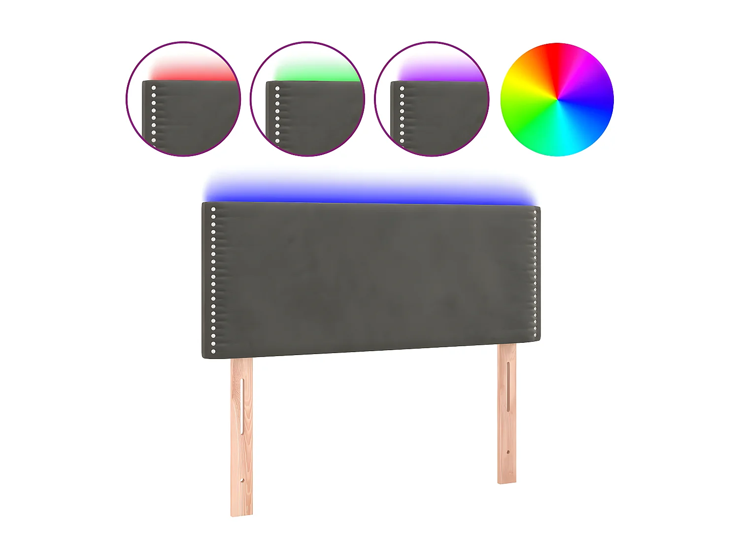 LED Kopfteil,Bettkopfteil Dunkelgrau 90x5x78/88 cm Samt -gkd898023