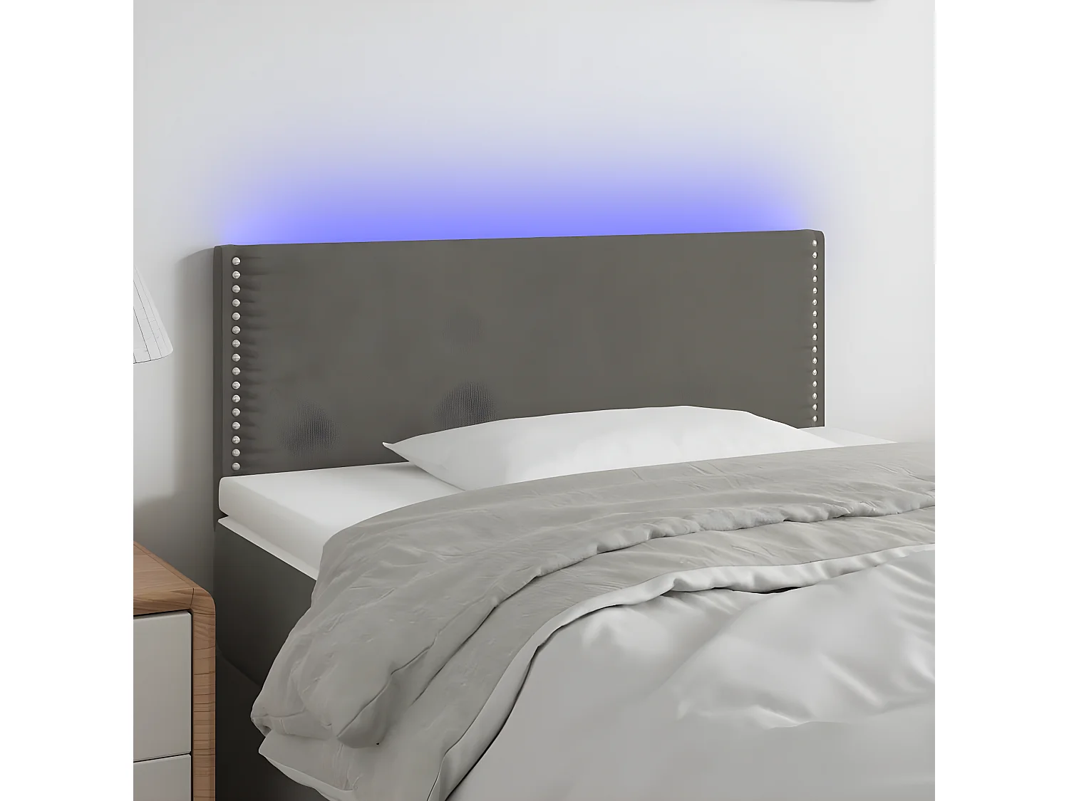 Tête de lit à LED Gris foncé 90x5x78,88 cm Velours LWE77004 BonneVie Meuble