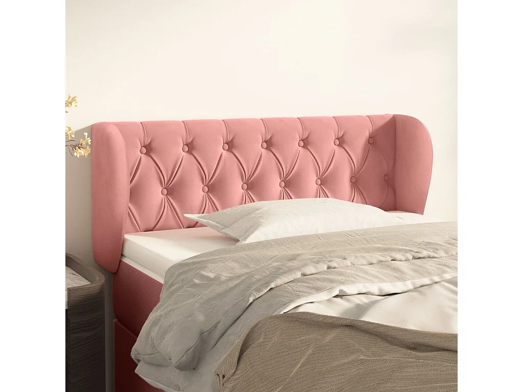 Tête de lit avec oreilles Rose 93x23x78/88 cm Velours POI68019 BonneVie Meuble