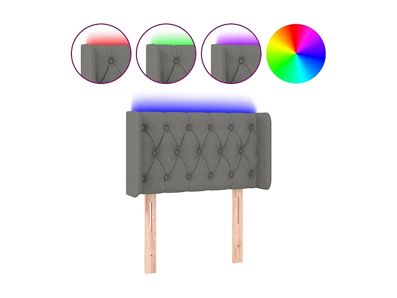 Tête de lit à LED Gris foncé 83x16x78/88 cm Tissu POI28481 BonneVie Meuble