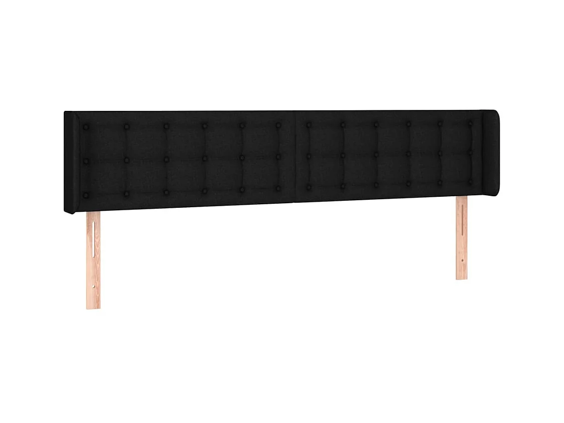 Testiera | Testata del letto ad Orecchio Nera 203x16x78/88 cm in Tessuto