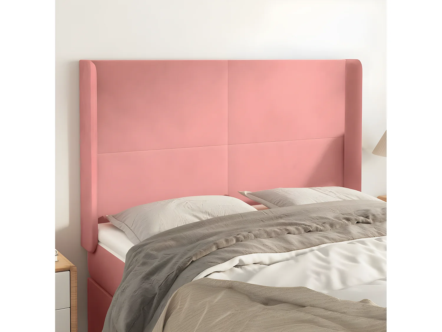 Kopfteil,Bettkopfteil mit Ohren Rosa 147x16x118/128 cm Samt -gkd718696