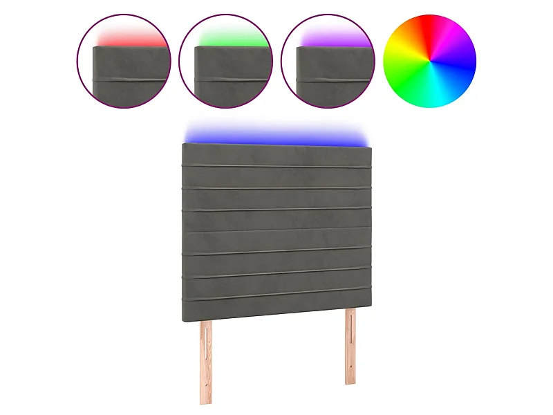 Hoofdbord LED 80x5x118/128 cm fluweel donkergrijs NL466859
