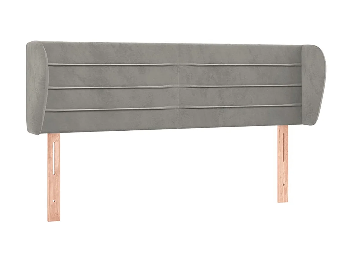 Kopfteil,Bettkopfteil mit Ohren Hellgrau 147x23x78/88 cm Samt -gkd66847