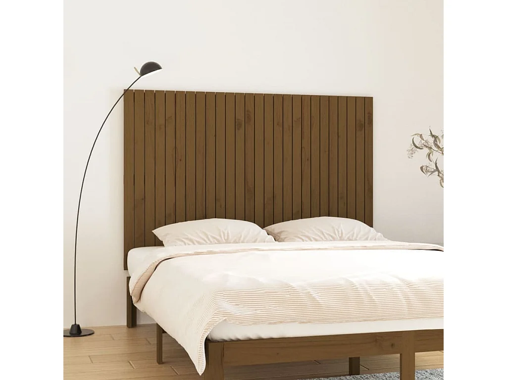 Tête de lit murale Marron miel 166x3x110 cm Bois massif de pin POI91965 BonneVie Meuble