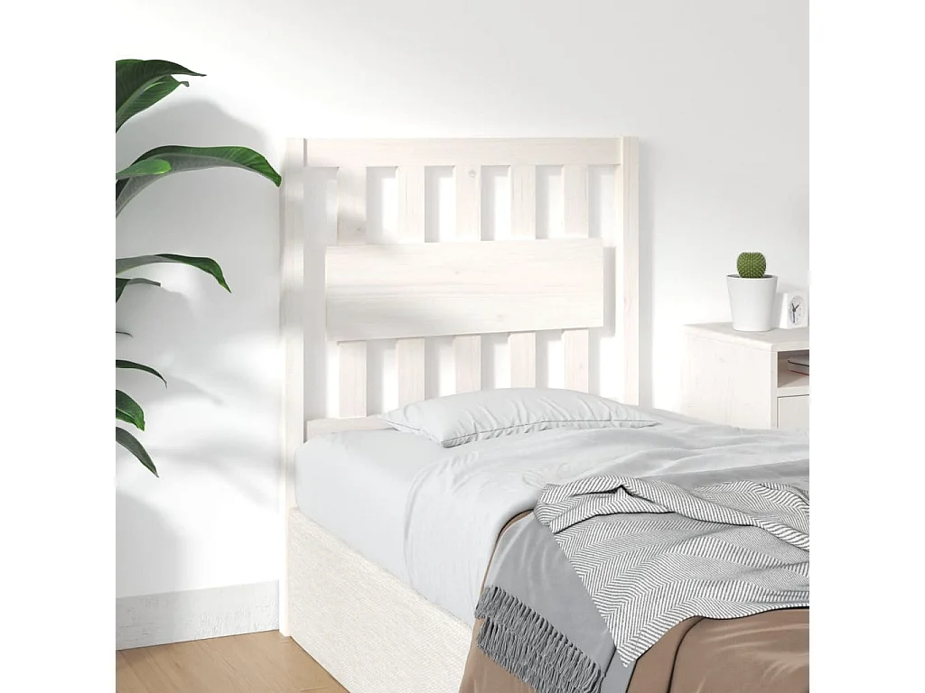 Tête de lit Blanc 80,5x4x100 cm Bois massif de pin POI86222 BonneVie Meuble