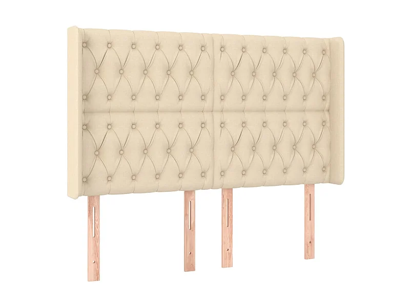 Cabecero con orejas de tela color crema 163x16x118/128 cm ES75097