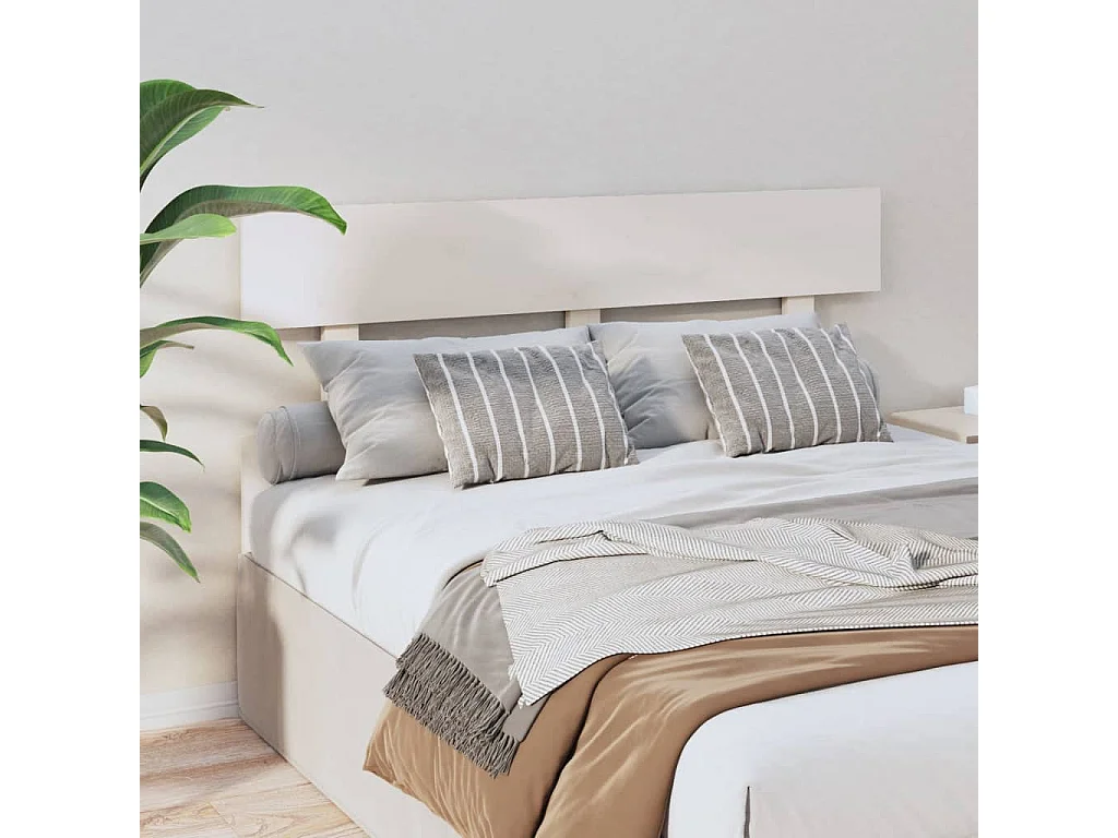 Tête de lit Blanc 124x3x81 cm Bois massif de pin POI24496 BonneVie Meuble