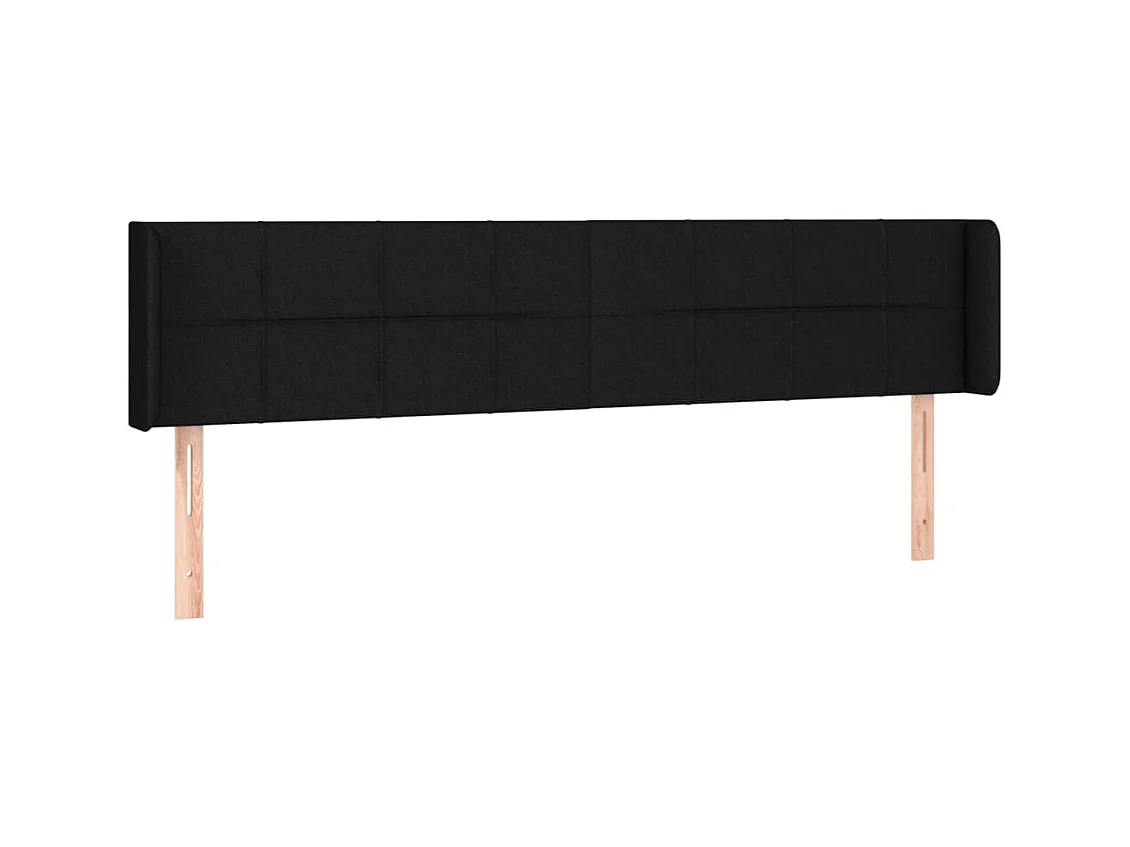 Testiera | Testata del letto ad Orecchio Nera 163x16x78/88 cm in Tessuto