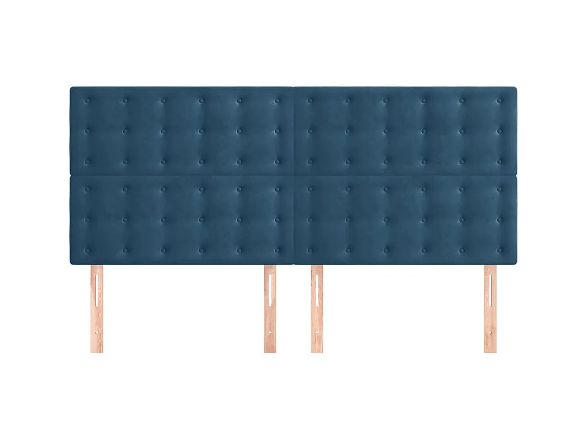4 pcs Têtes de lit Bleu foncé 100x5x78/88 cm Velours PLO11220 BonneVie Meuble