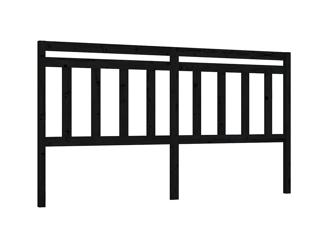 Tête de lit Noir 186x4x100 cm Bois massif de pin POI69889 BonneVie Meuble