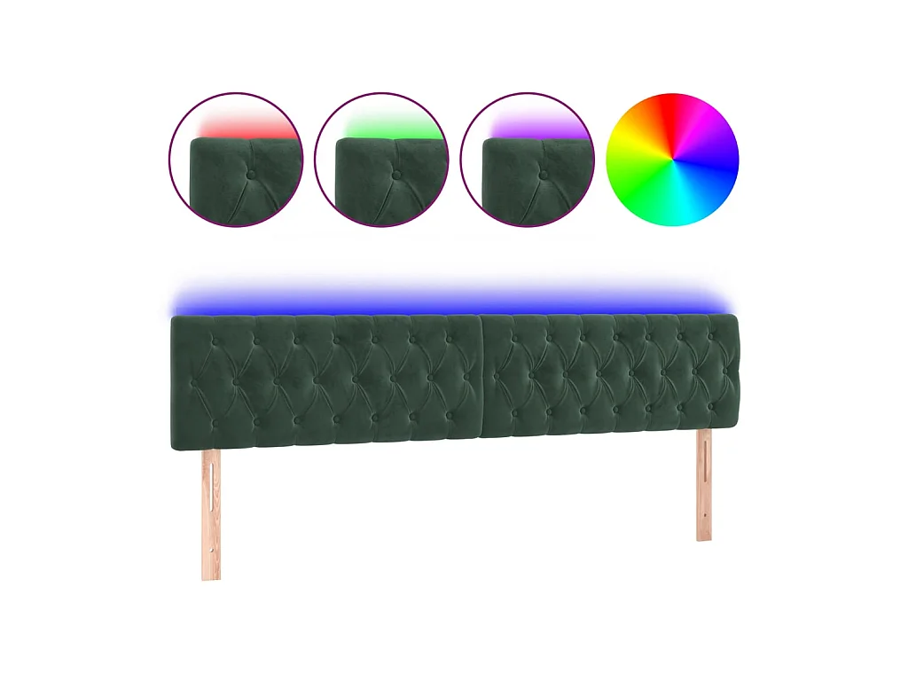 Tête de lit à LED Vert foncé 180x7x78,88 cm Velours LKC87235 BonneVie Meuble