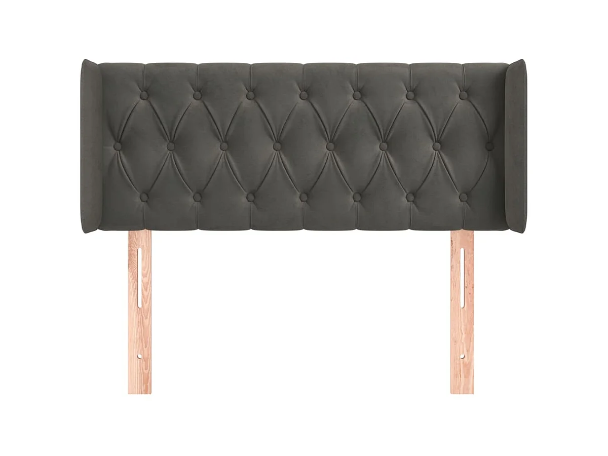 Kopfteil,Bettkopfteil mit Ohren Dunkelgrau 93x16x78/88 cm Samt -gkd533584