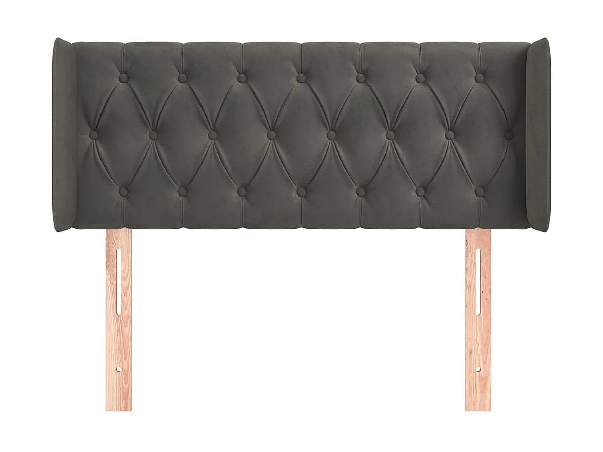 Kopfteil,Bettkopfteil mit Ohren Dunkelgrau 93x16x78/88 cm Samt -gkd533584