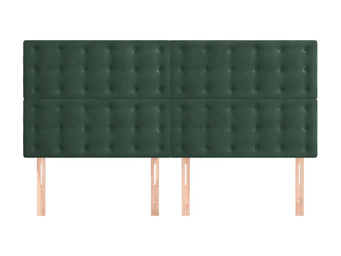 Cabeceros 4 unidades de terciopelo verde oscuro 100x5x78/88 cm ES73816
