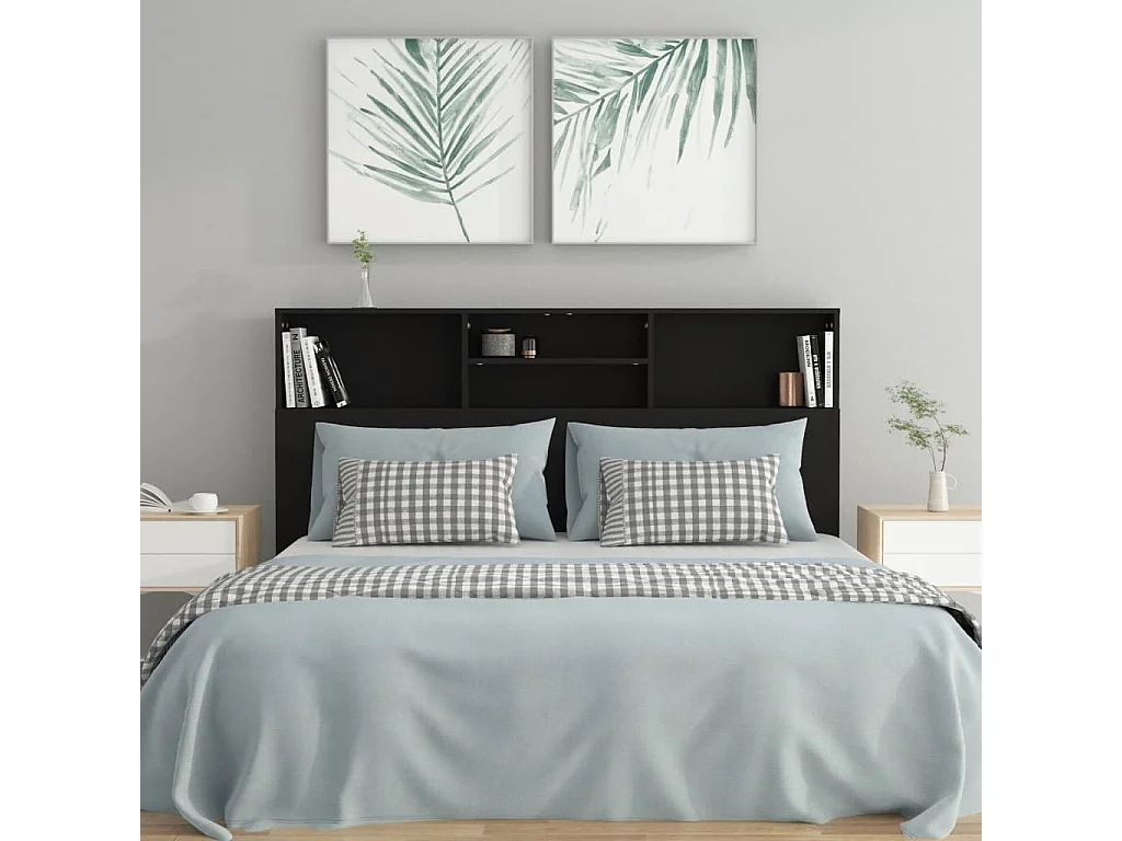 Mueble cabecero negro 160x19x103,5 cm ES95165