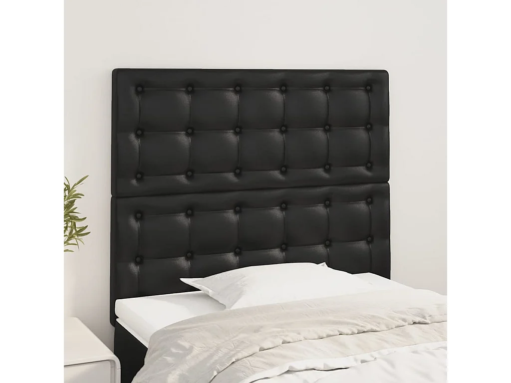 Cabeceira de cama 2 pcs couro artificial 90x5x78/88 cm preto PT412745