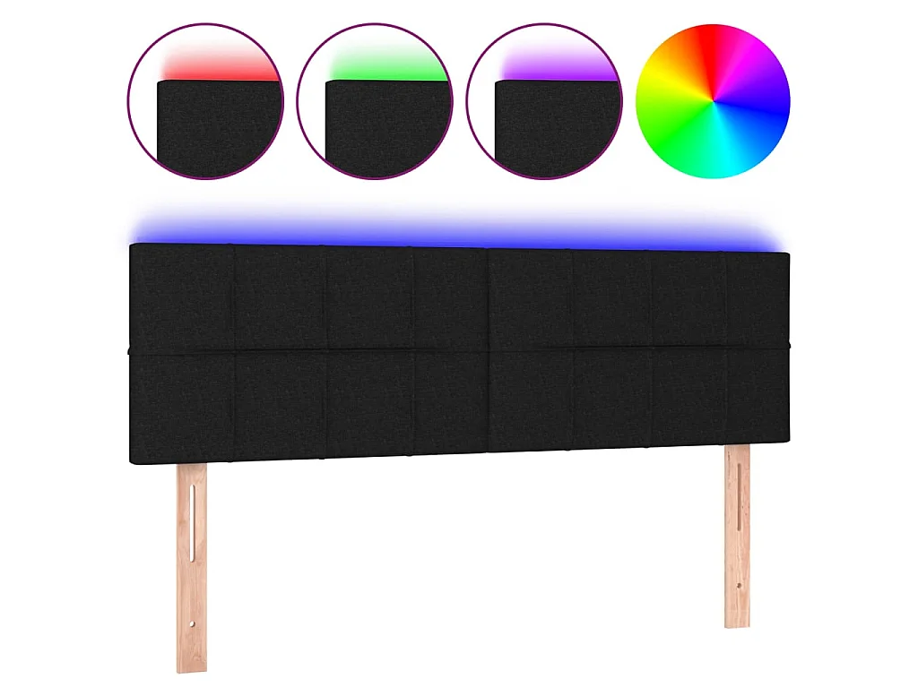 Tête de lit à LED Noir 144x5x78/88 cm Tissu POI61166 BonneVie Meuble
