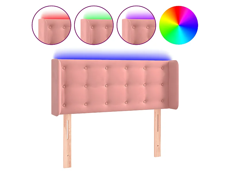 Tête de lit à LED Rose 83x16x78/88 cm Velours  POI51972 BonneVie Meuble