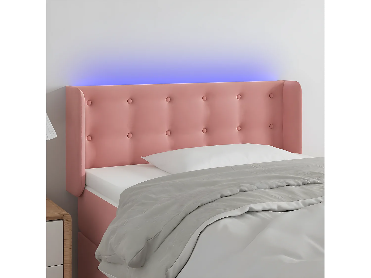 Tête de lit à LED Rose 83x16x78/88 cm Velours  POI51972 BonneVie Meuble