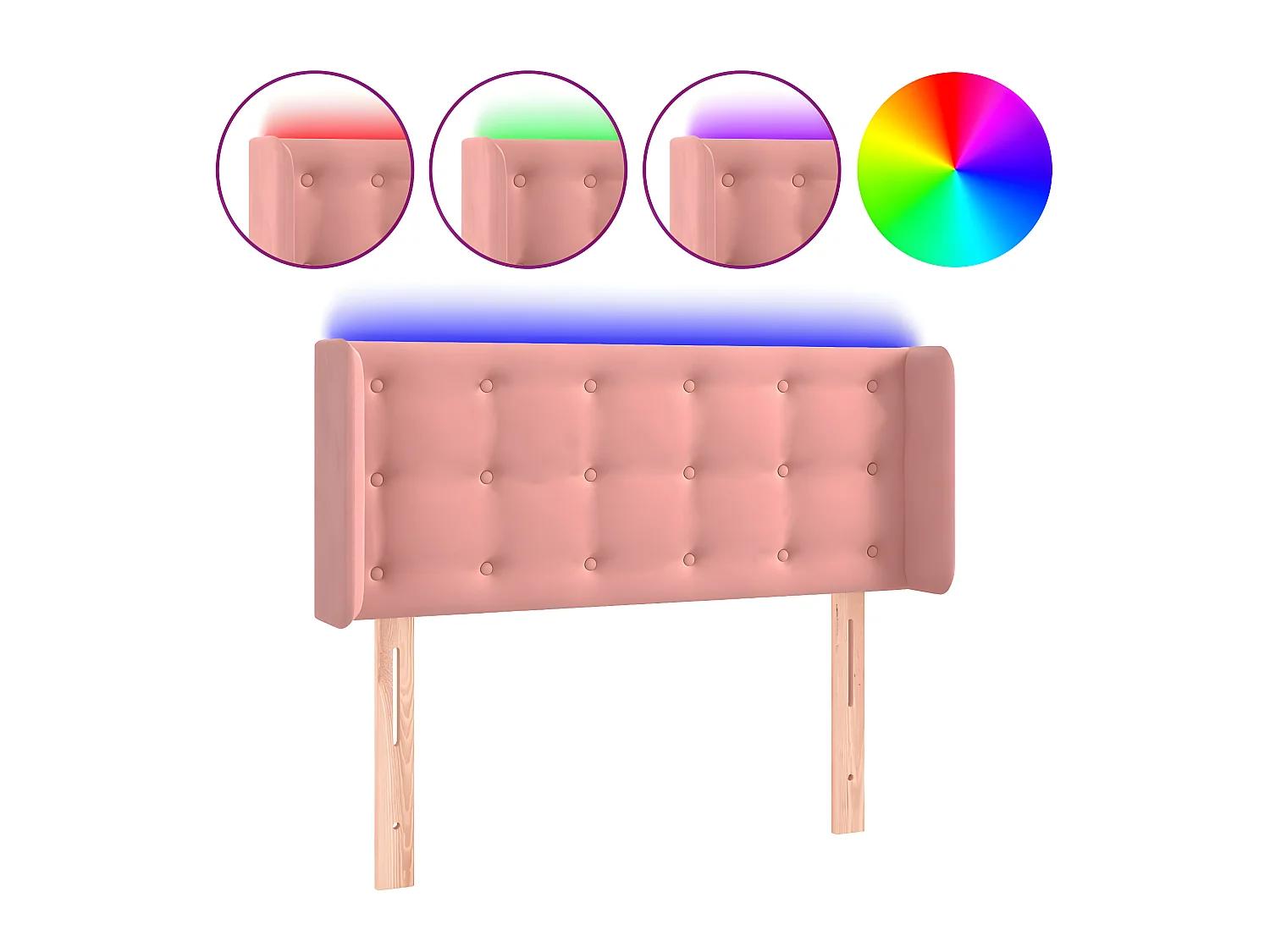 LED Kopfteil,Bettkopfteil Rosa 83x16x78/88 cm Samt -gkd72642