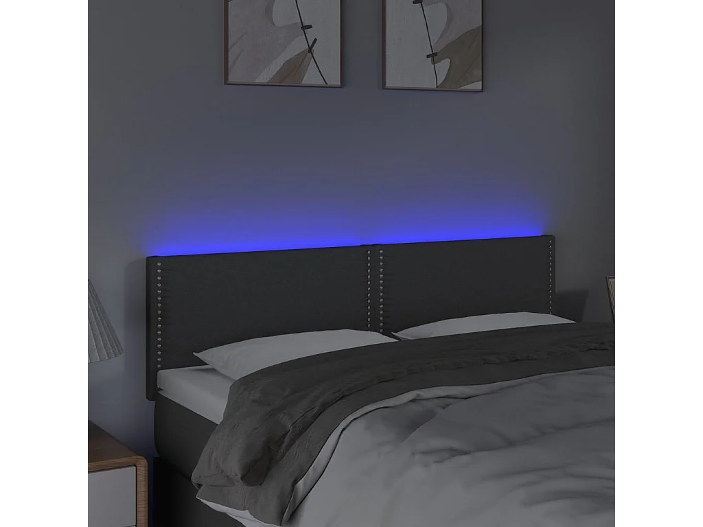 Cabecero con LED de tela gris oscuro 144x5x78/88 cm ES95597