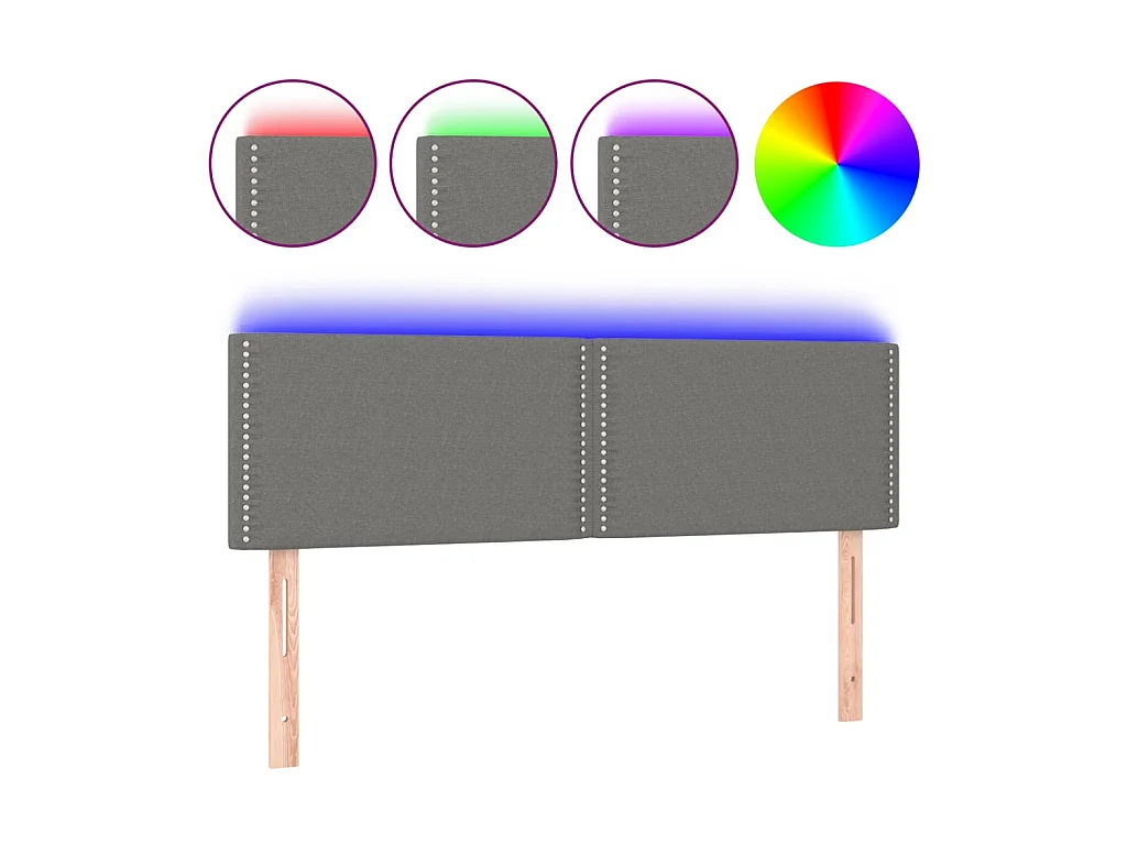 Testiera | Testata del letto a LED Grigio Scuro 144x5x78/88 cm in Tessuto
