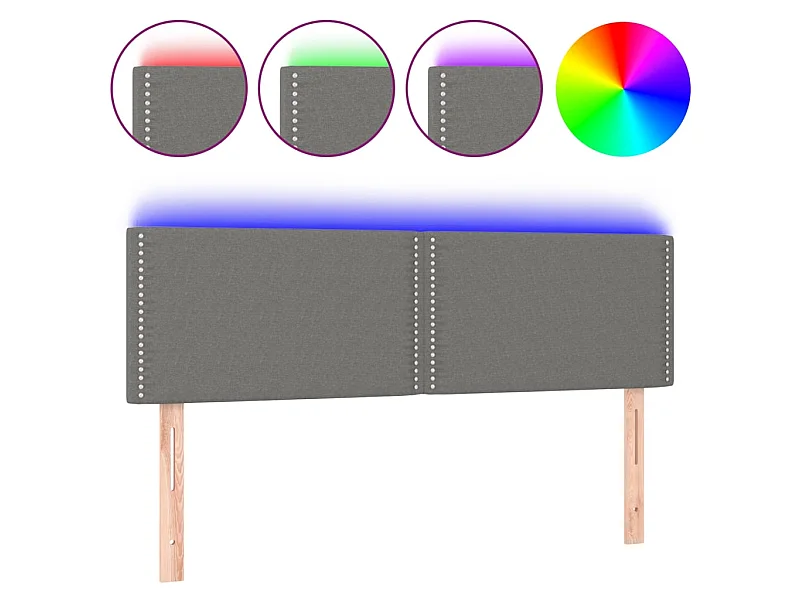 Tête de lit à LED Gris foncé 144x5x78/88 cm Tissu POI48212 BonneVie Meuble