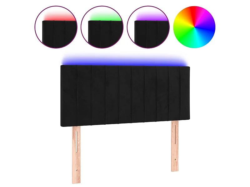 Tête de lit à LED Noir 80x5x78/88 cm Velours POI79067 BonneVie Meuble