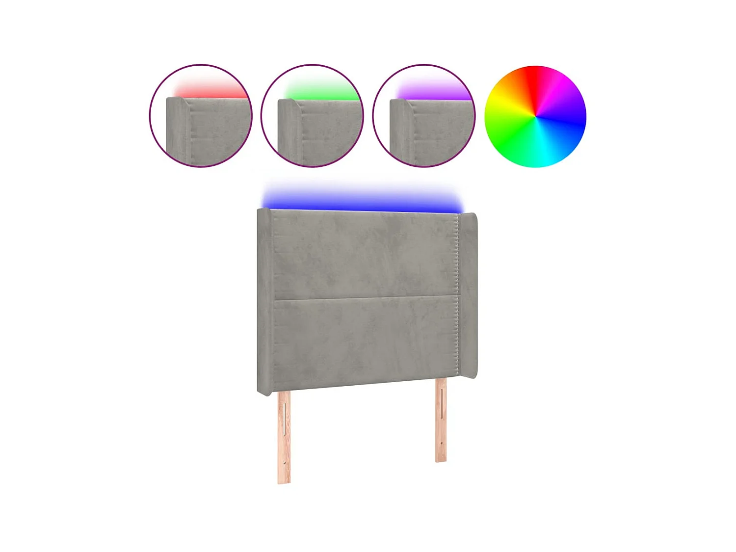 Tête de lit à LED Gris clair 103x16x118/128 cm Velours POI83160 BonneVie Meuble
