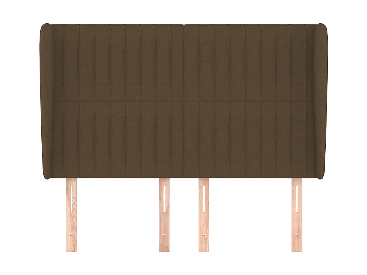 Tête de lit avec oreilles Marron foncé 147x23x118/128 cm Tissu POI10886 BonneVie Meuble