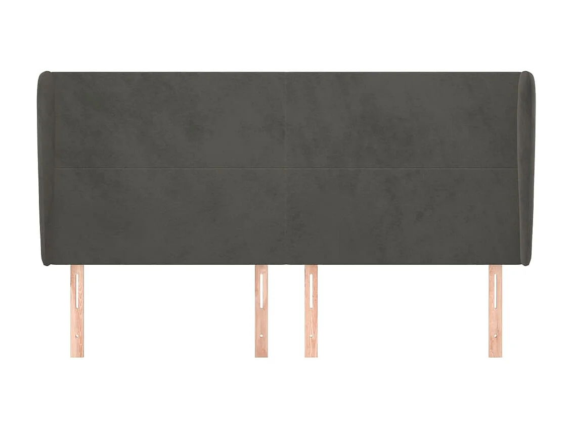 Tête de lit avec oreilles Gris foncé 163x23x118/128 cm Velours POI83559 BonneVie Meuble