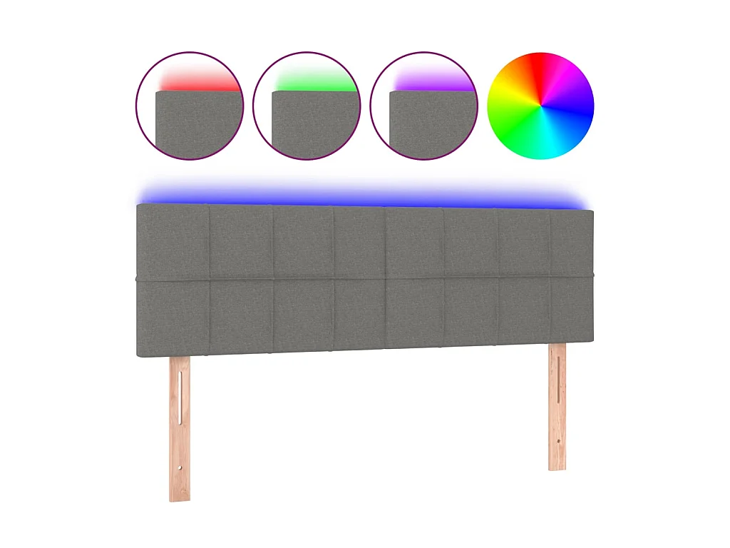 Testiera | Testata del letto a LED Grigio Scuro 144x5x78/88 cm in Tessuto