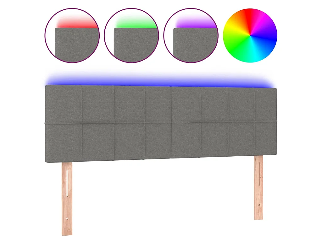 Tête de lit à LED Gris foncé 144x5x78/88 cm Tissu POI92601 BonneVie Meuble