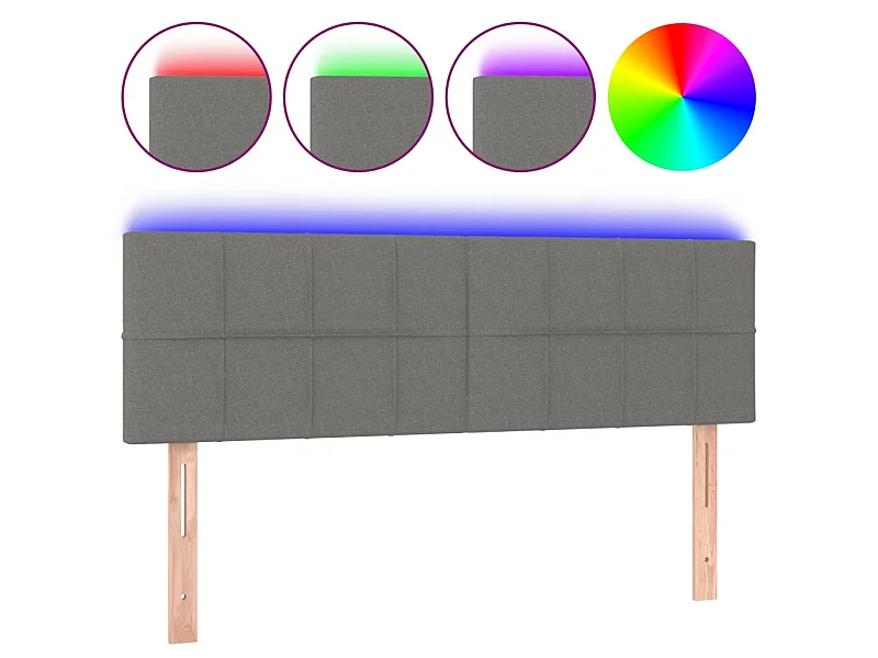 Tête de lit à LED Gris foncé 144x5x78/88 cm Tissu POI92601 BonneVie Meuble