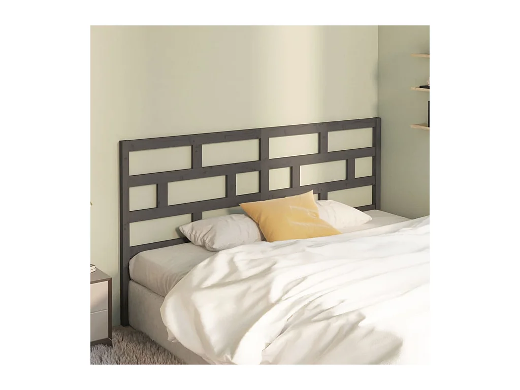 Testiera | Testata del letto per Letto Grigia 186x4x100cm in Legno Massello di Pino