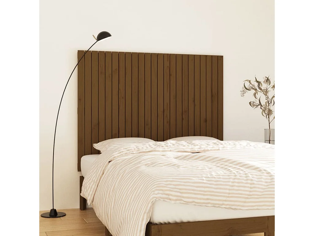 Tête de lit murale Marron miel 146,5x3x110cm Bois massif de pin POI77632 BonneVie Meuble