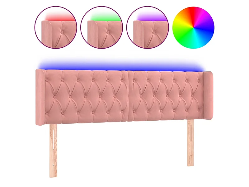 LED Kopfteil,Bettkopfteil Rosa 147x16x78/88 cm Samt -gkd629859