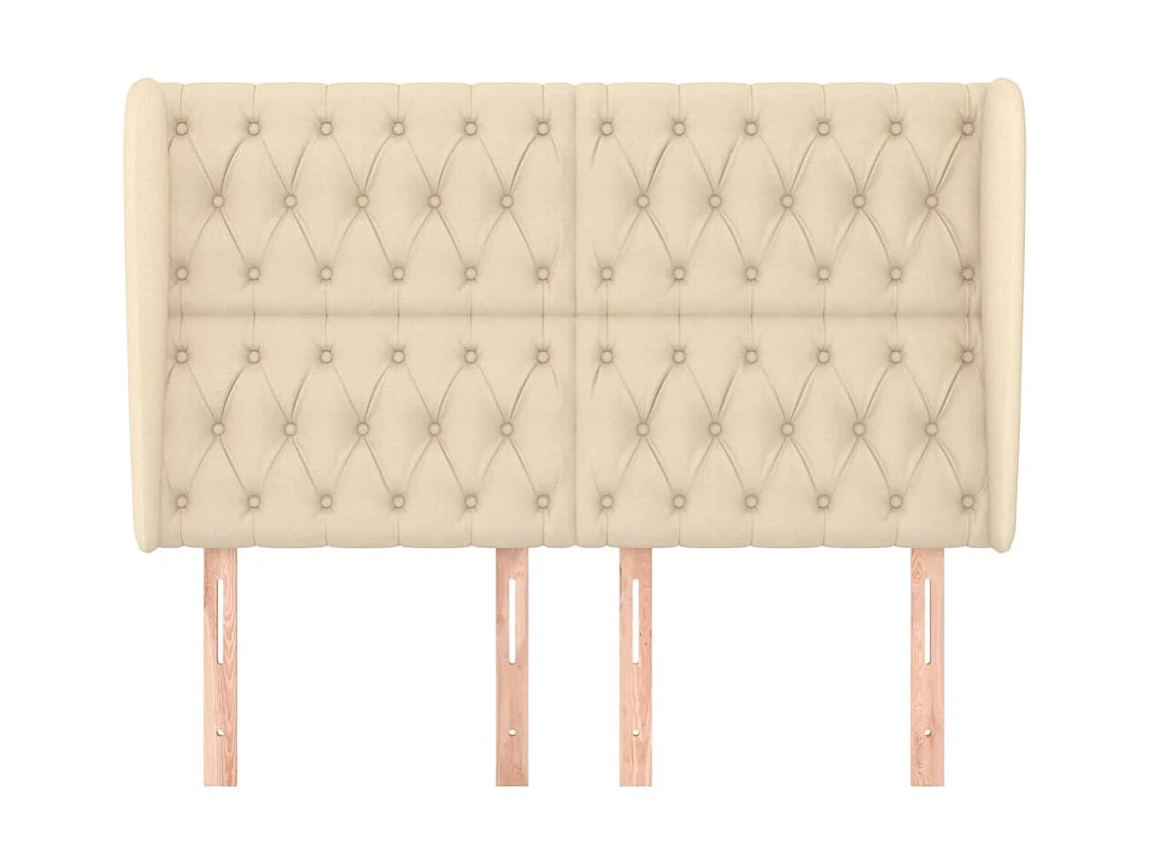 Tête de lit avec oreilles Crème 147x23x118/128 cm Tissu POI96536 BonneVie Meuble